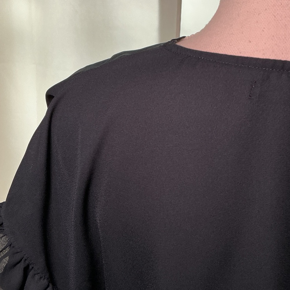 Max Studio Navy Ruffled V-Neck Blouse - Picture 9 of 9